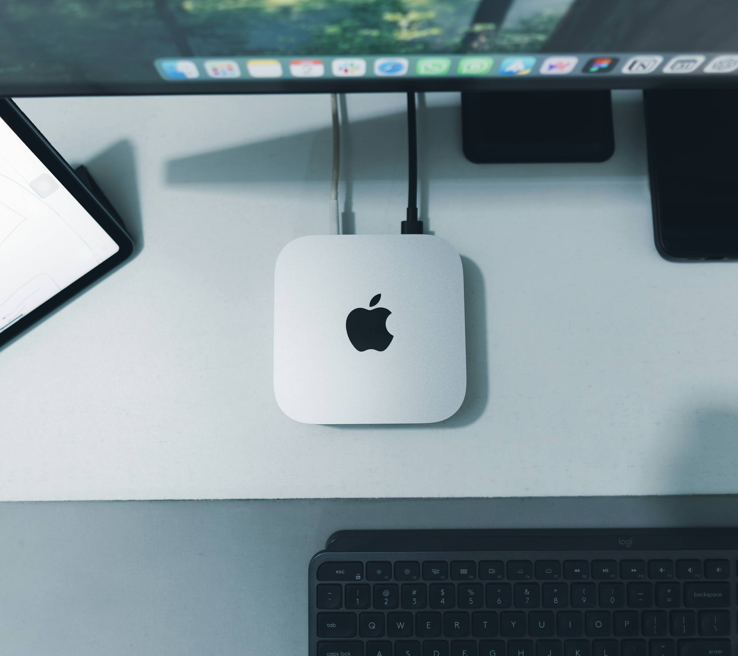A Mac mini seen from above
